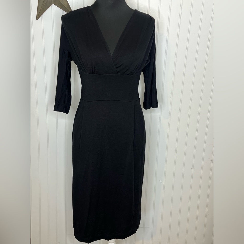 Nieves Lavi Black Long Sleeve Wool Dress Size 6